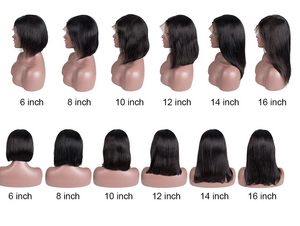 Human Brazilian Hair Bob Lace Front Wigs 8" - 16"